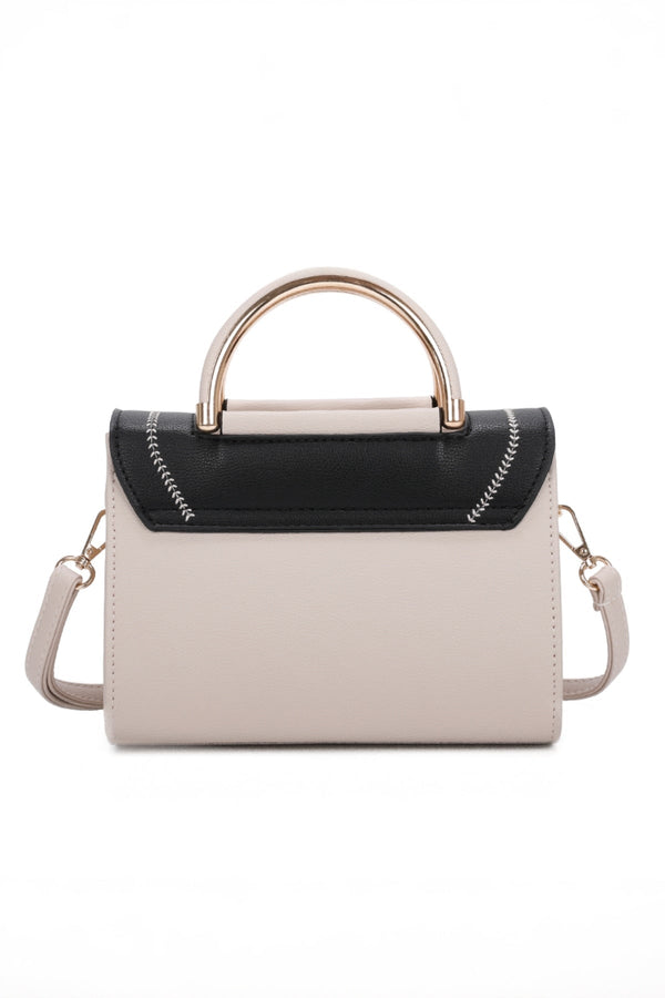 Carraig Donn Black & Beige Colour Block Top Handle Flap Bag