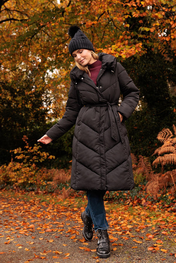 Carraig Donn Black Belted Quilted Coat
