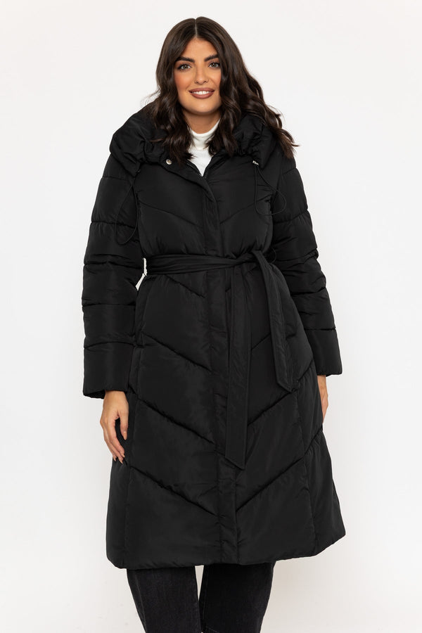 Carraig Donn Black Belted Quilted Coat