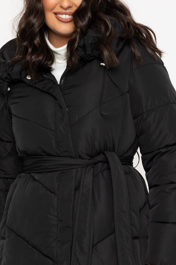 Carraig Donn Black Belted Quilted Coat