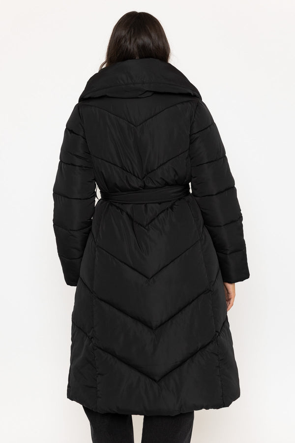 Carraig Donn Black Belted Quilted Coat
