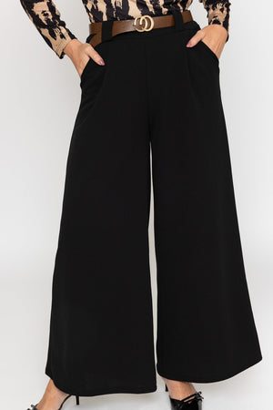Carraig Donn Black Belted Wide Leg Trousers