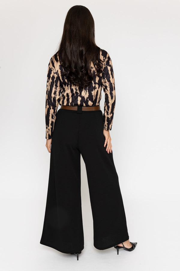Carraig Donn Black Belted Wide Leg Trousers