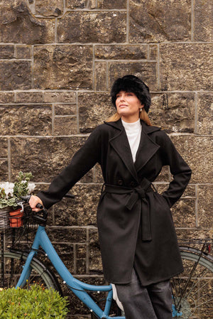 Carraig Donn Black Belted Wrap Coat