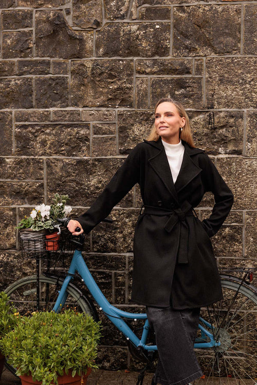 Carraig Donn Black Belted Wrap Coat