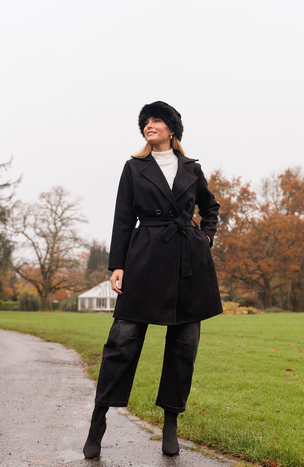 Carraig Donn Black Belted Wrap Coat