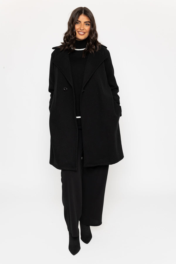 Carraig Donn Black Belted Wrap Coat