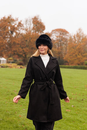 Carraig Donn Black Belted Wrap Coat