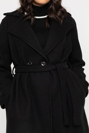 Carraig Donn Black Belted Wrap Coat