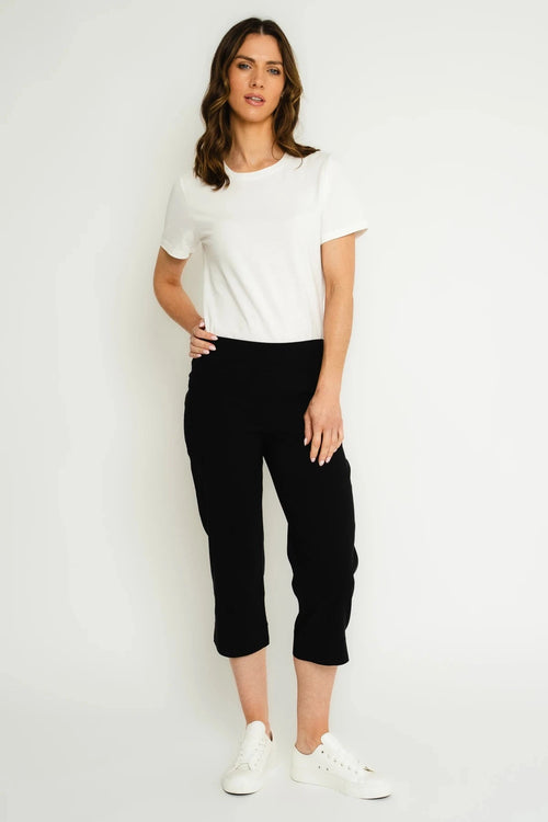 Black Bengaline Cropped Trousers