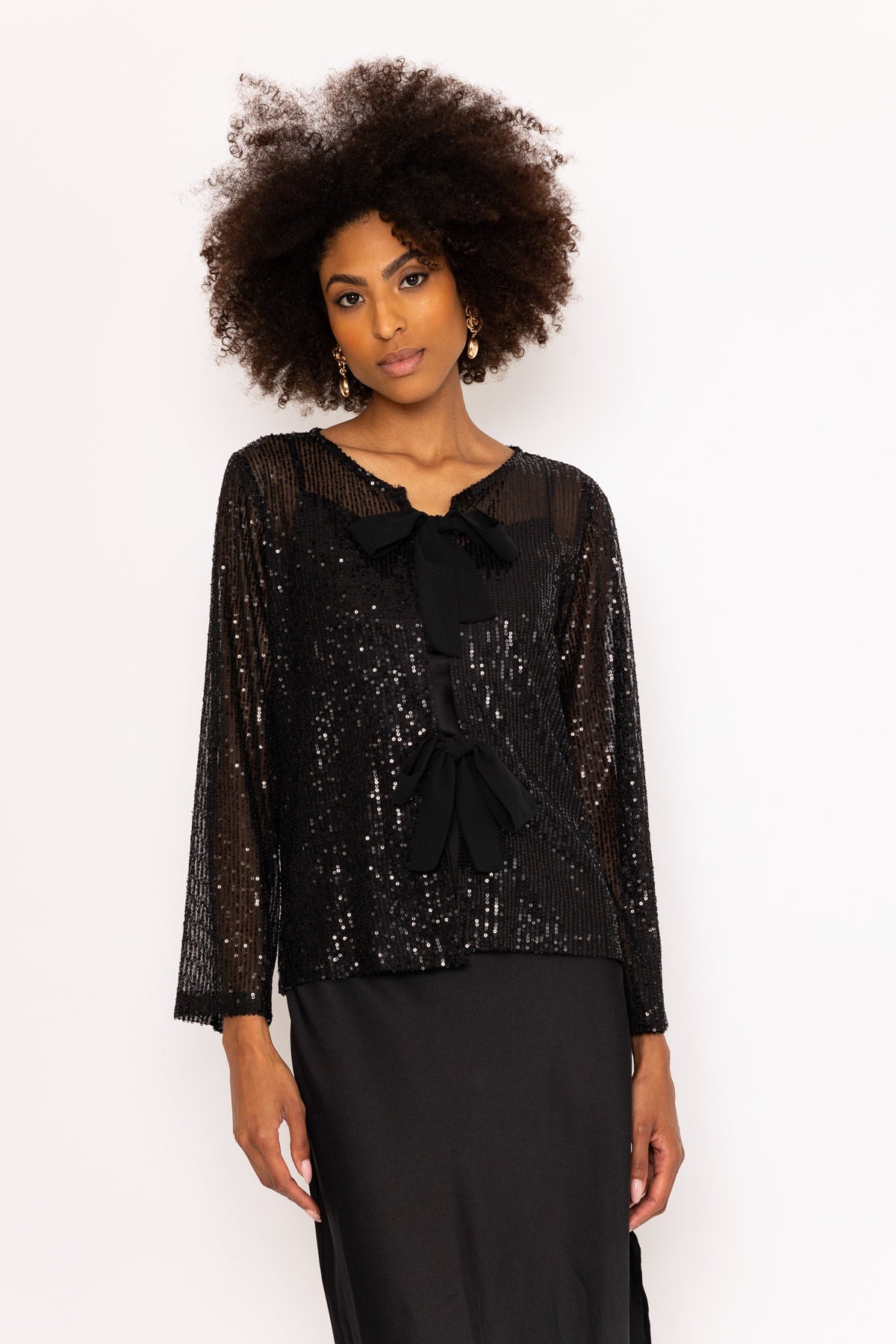 Black Bow Detail Sequin Jacket Partywear Carraig Donn