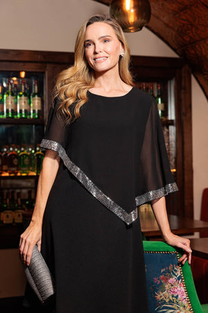 Carraig Donn Black Chiffon Cape Dress