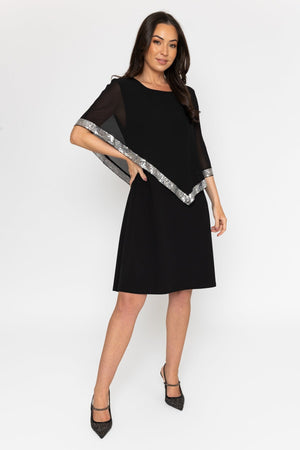 Carraig Donn Black Chiffon Cape Dress