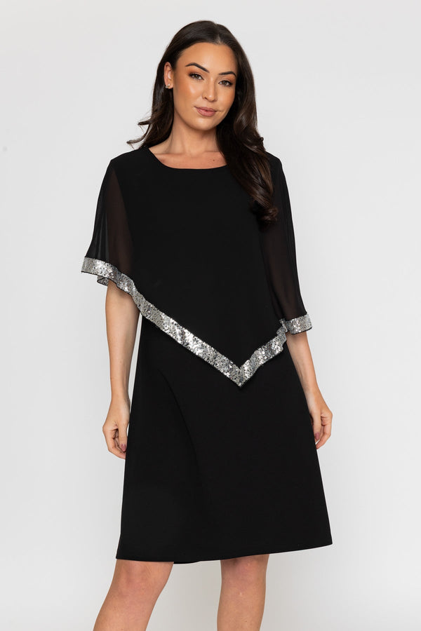 Carraig Donn Black Chiffon Cape Dress