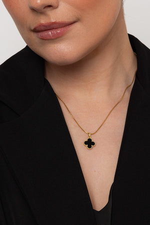 Carraig Donn Black Crystal Clover Necklace