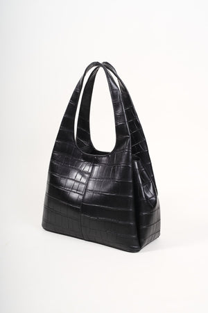 Carraig Donn Black Faux Crocodile Handle Bag