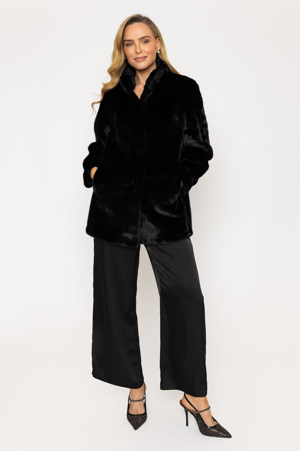 Carraig Donn Black Faux Fur Coat