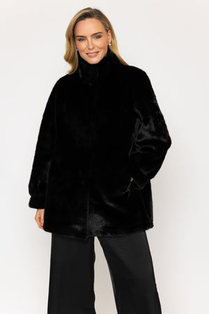 Carraig Donn Black Faux Fur Coat
