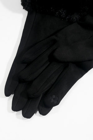 Carraig Donn Black Faux Fur Cuff Touch Screen Gloves