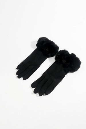 Carraig Donn Black Faux Fur Cuff Touch Screen Gloves