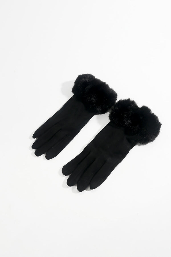 Carraig Donn Black Faux Fur Cuff Touch Screen Gloves
