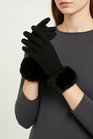 Carraig Donn Black Faux Fur Cuff Touch Screen Gloves
