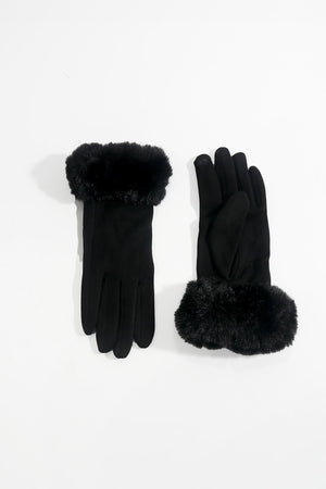 Carraig Donn Black Faux Fur Cuff Touch Screen Gloves