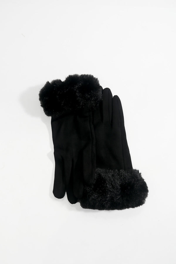 Carraig Donn Black Faux Fur Cuff Touch Screen Gloves