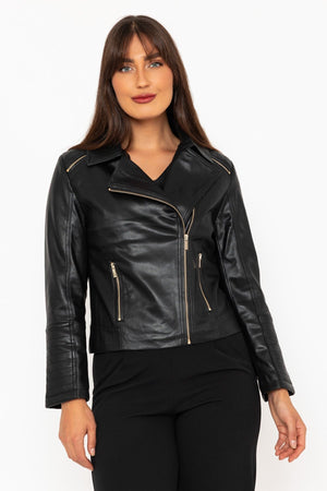 Carraig Donn Black Faux Leather Biker Jacket
