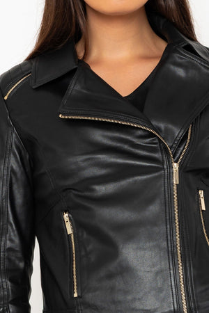 Carraig Donn Black Faux Leather Biker Jacket