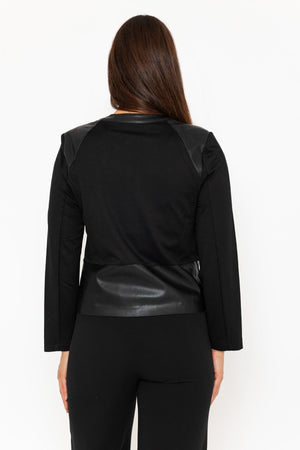 Carraig Donn Black Faux Leather Ponte Jacket