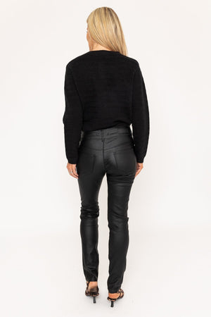 Carraig Donn Black Faux Leather Skinny Jeans