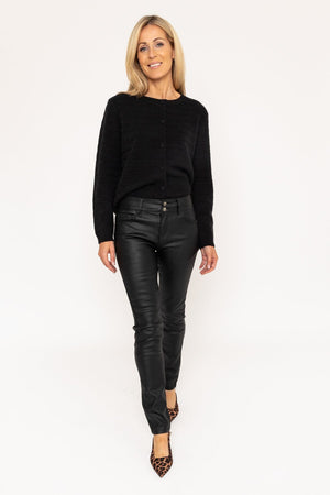 Carraig Donn Black Faux Leather Skinny Jeans