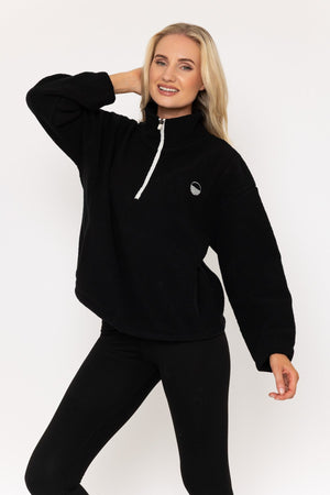 Carraig Donn Black Fleece With Contrast Zip