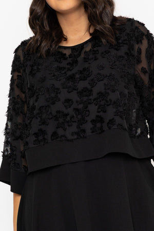 Carraig Donn Black Floral Overlay Knee Length Dress