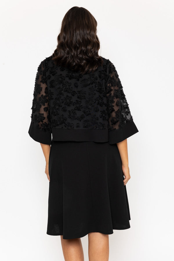 Carraig Donn Black Floral Overlay Knee Length Dress
