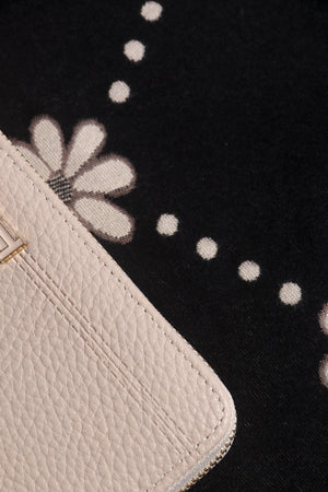 Carraig Donn Black Flower Scarf & Beige Purse Gift Set