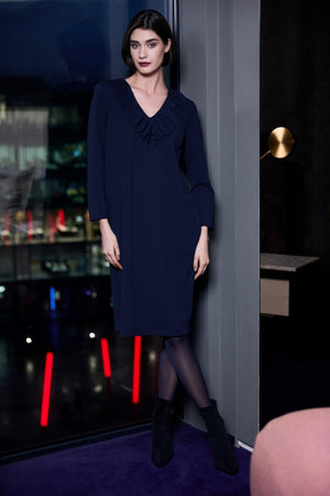 Carraig Donn Black Frill Neck Cocktail Dress