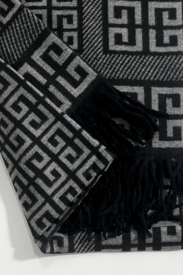 Carraig Donn Black Geometric Print Scarf