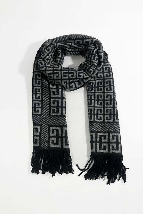 Carraig Donn Black Geometric Print Scarf