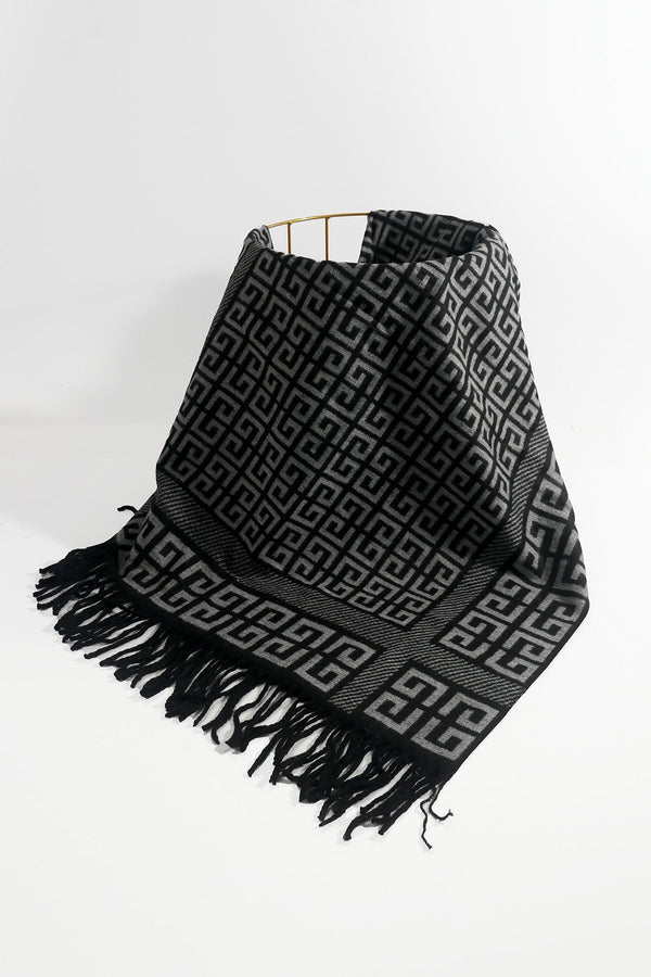 Carraig Donn Black Geometric Print Scarf