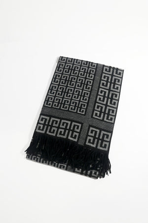 Carraig Donn Black Geometric Print Scarf