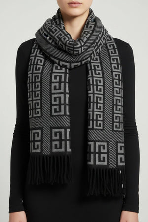Carraig Donn Black Geometric Print Scarf