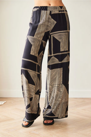 Carraig Donn Black Geometric Print Trousers
