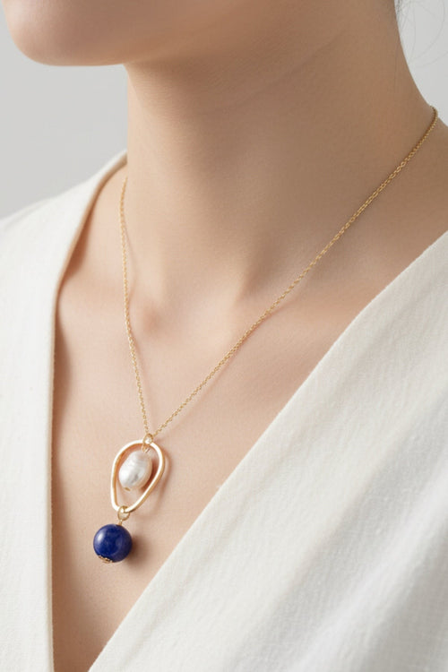 Blue And White Pearl Necklace