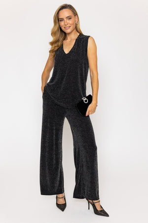 Carraig Donn Black Glitter Lurex Wide Leg Pants