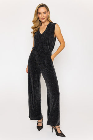 Carraig Donn Black Glitter Lurex Wide Leg Pants