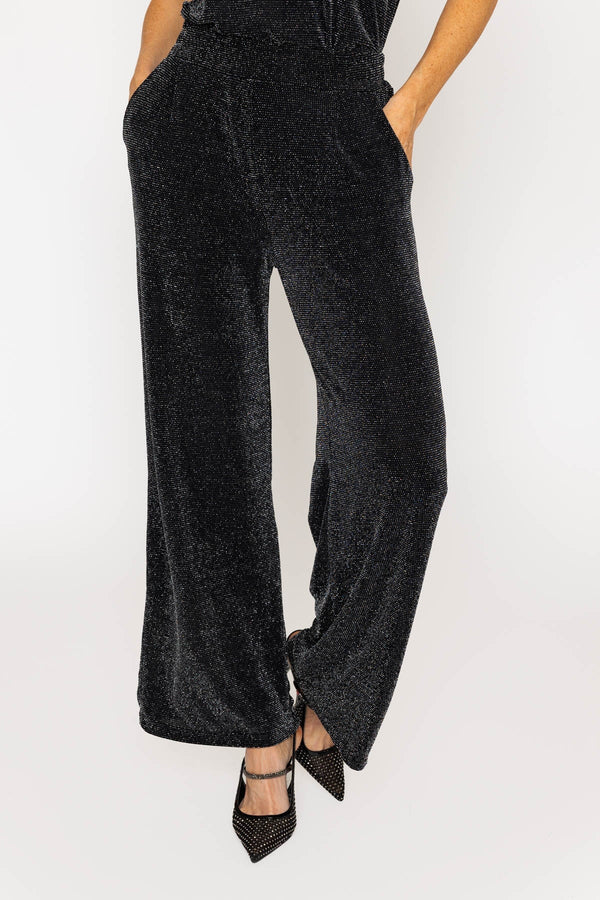 Carraig Donn Black Glitter Lurex Wide Leg Pants