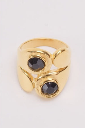 Carraig Donn Black & Gold Chunky Ring - Size 8