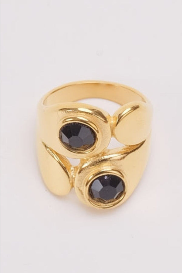 Carraig Donn Black & Gold Chunky Ring - Size 8